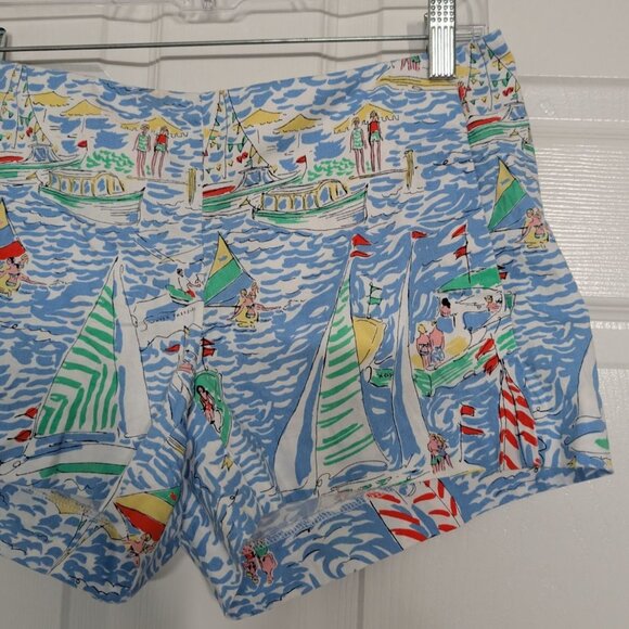 Lilly Pulitzer Sailboat Shorts Womens Size 2 Blue Get Nauti Beach Nautical 53418 - Picture 2 of 12